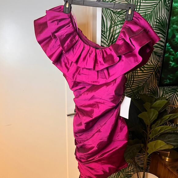 NWT Jay Godfrey Purple Jolene One Shoulder Ruched Dress Sz 2 MSRP $198 - Picture 4 of 7